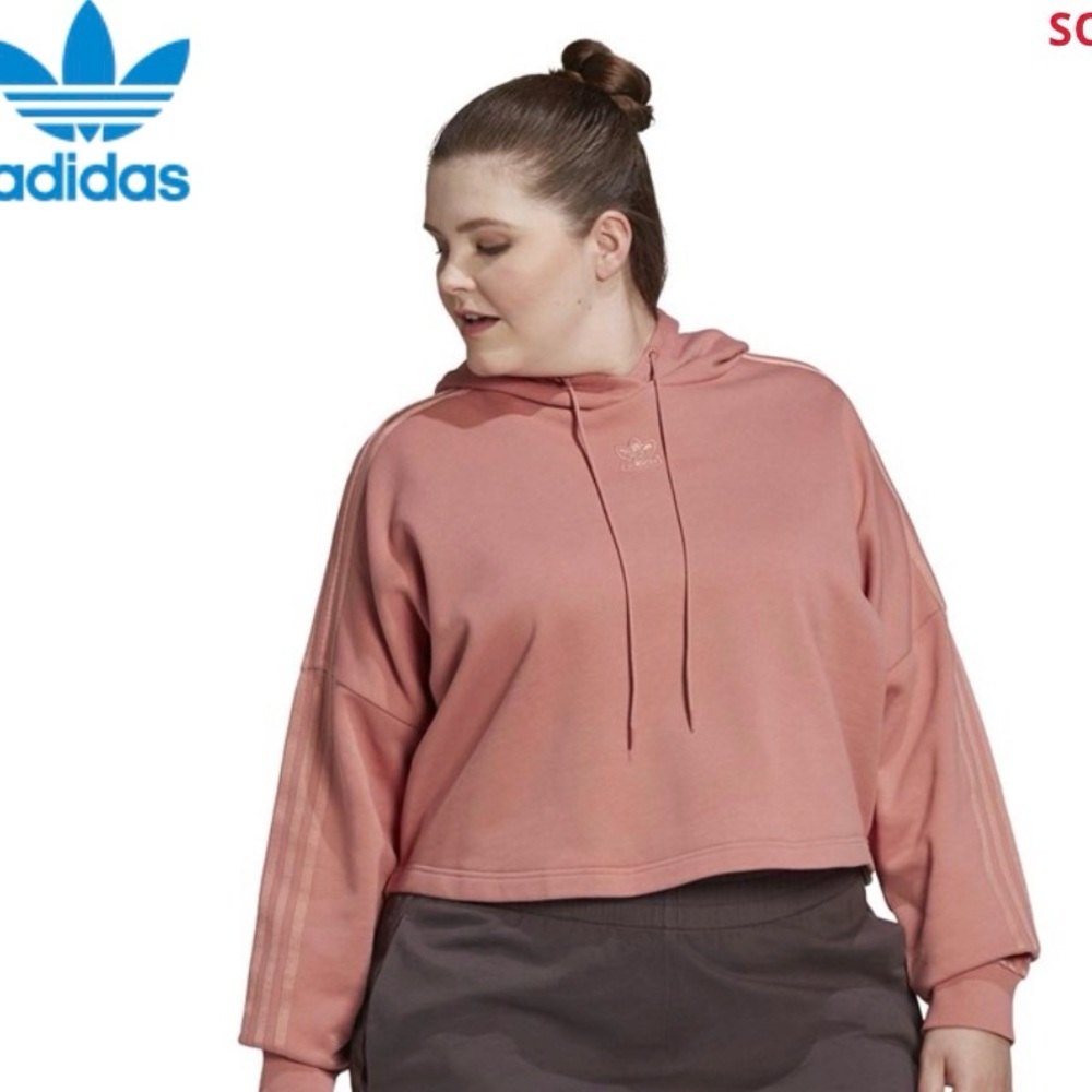 adidas Originals Dusty Rose Pink Trefoil Cropped Hoodie Women's Size XS